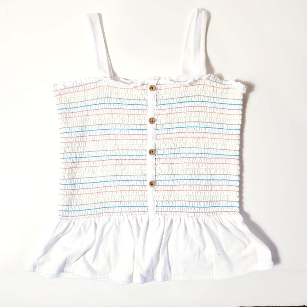 🩷Old Navy Girl's White Striped Sleeveless Top Size: 14/16